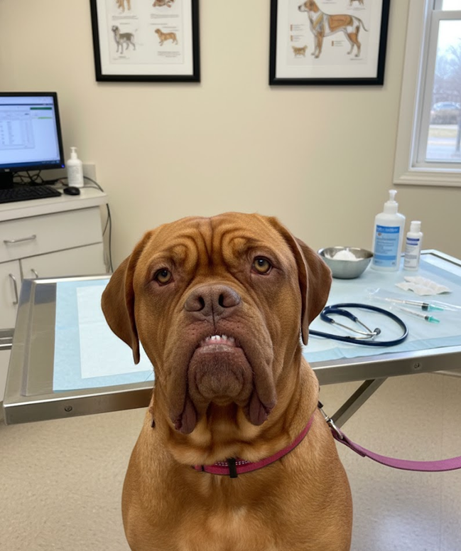 dog at the vet