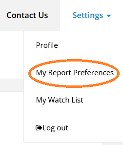 bula report preferences screenshot