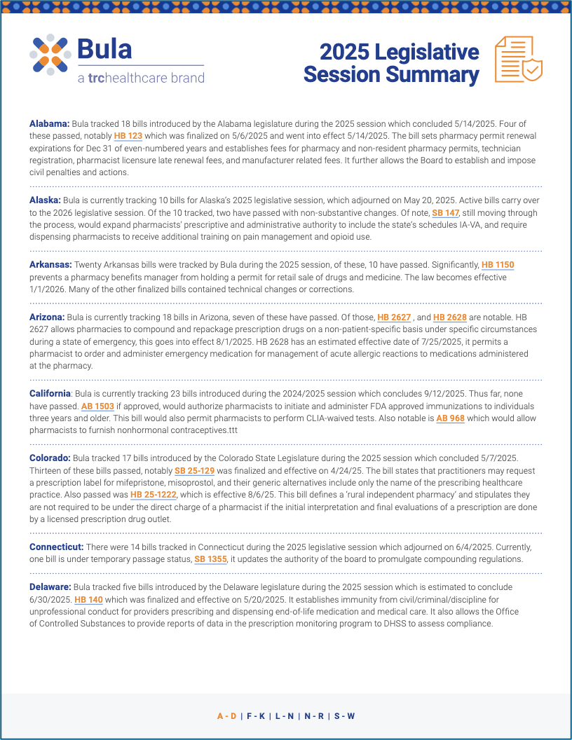 Bula 2025 Legislative Session Summary